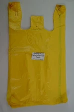 200 Qty. Yellow Grocery Plastic T-Shirt Bags w/ Handles Supermarket Retail