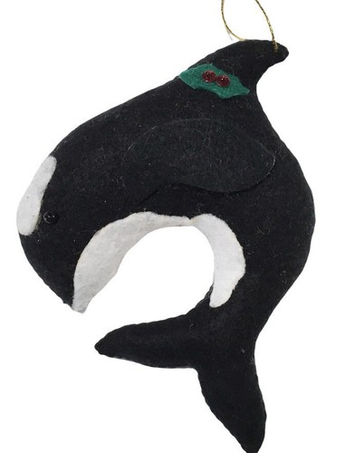 Alaska Filz Handarbeit Orca Wal Ornament 4" - Bild 1 von 5