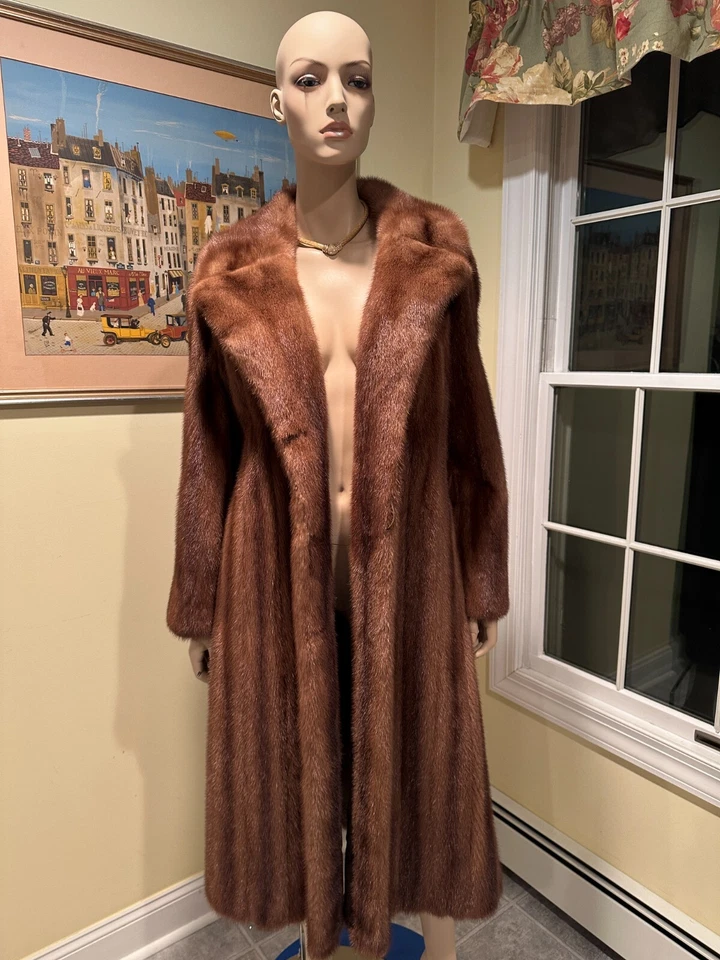 NEW Natural Female Chocolate Brown 45" Long Female Mink Sz 6 Small Real Fur Coat - Image 2 of 4