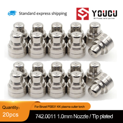 20PCS For Binzel PSB31 KK plasma cutter torch 742.0011 1.0mm Nozzle/Tip plated