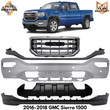 Front Bumper Face Bar Chrome & Grille Assembly Kit For 2016-2018 GMC Sierra 1500