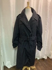 DPSC Whaling Mfg Co Made In USA 44R Trench Jacket Black Lined Removable