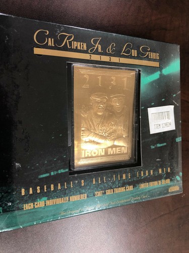 /& Lou Gehrig 1995 Bleachers WCG 23KT GOLD CARD Cal Ripken Jr IROM MEN!