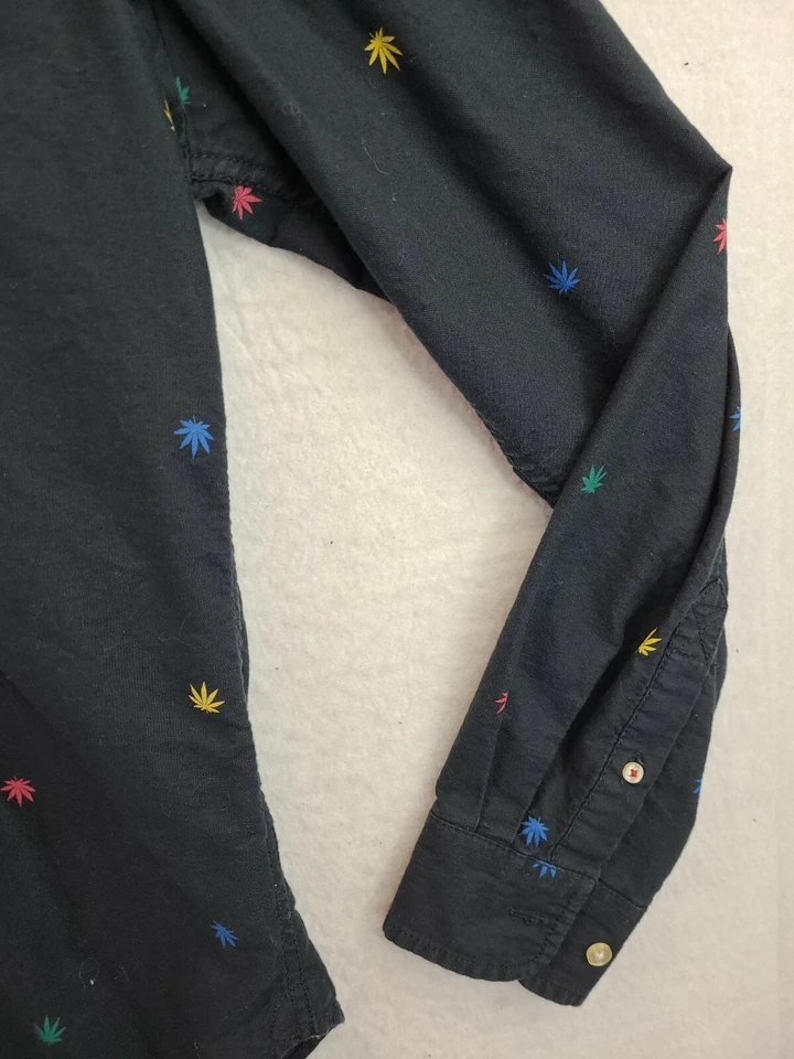 Hawkings McGill Black Marijuana Leaf Long Sleeve Button Down Shirt Mens Large - Image 4 of 4