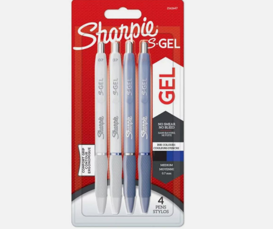 Sharpie S Gel Fashion Gel Pens Pack of 4 (2 Black & 2 Blue Inks) Medium 0.7mm