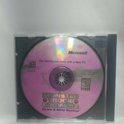 Monster Truck Madness Down & Dirty Racing Vintage 1996 Microsoft CD Disc Game