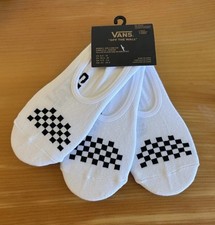 New Vans Socks Women 6.5-10 Liner Checkered 3 Pack No Show White
