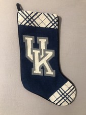 University Of Kentucky Needlepoint Christmas Stocking Velvet Back 19” EUC
