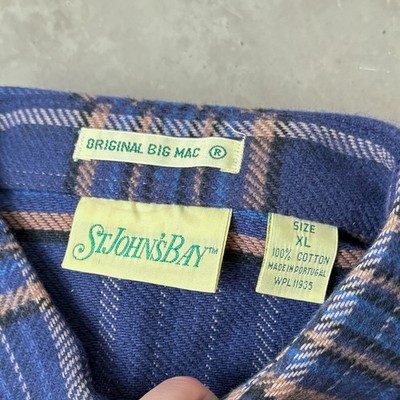 【XLサイズ】【80s】ST JOHN'S BAY BIG MAC ヘビーネル Vtg Flannel St Johns Bay Big Mac Size XL 80s Heavy Cotton Blue