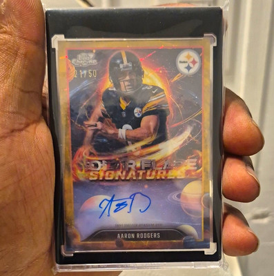 Topps 2025 Cosmic Chrome Aaron Rodgers Solar Flare Auto SFS-AR 21/50