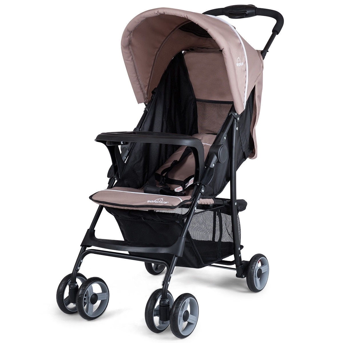 Toddler Travel Stroller with Canopy Adjustable Backrest Coffee