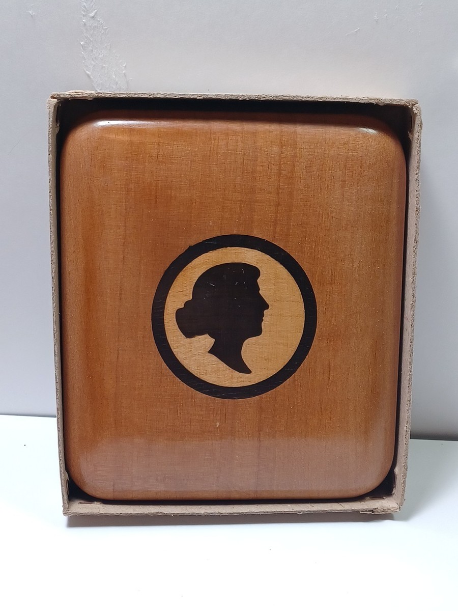 ww2 german cigarette case Pre-WWII German Wooden Lady Motif Cigarette Case MIB JGBx26