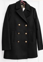 SUPERDRY Wool £139.99 Stunning Womens Black SmartFormal Pea Coat Autumn Size10  