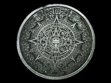 TI13129 VINTAGE 1974 **MAYAN CALENDER** SOUTHWESTERN DESIGN ART BELT BUCKLE