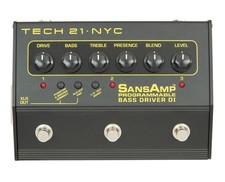 Tech 21 SansAmp Bass Driver DI Distortion Guitar Effect Pedal for
