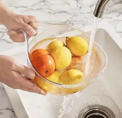 Rice Washing Bowl Plastic Colander Sieve Vegetable Drainer Basket Kitchen Tools 