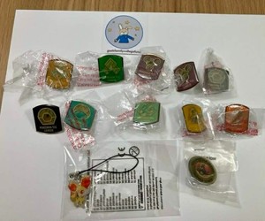 Pokemon League Sinnoh Gym Badges, Fennekin Key Chain, Trainer Tower pin, 12set