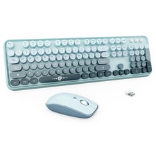 Wireless Keyboard and Mouse Combo - Cute Colorful Keyboard and Mouse Full-Siz...