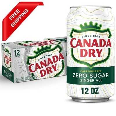 Canada Dry Zero Sugar ginger ale Soda, 12 fl oz cans, 12 Fl Oz (Pack of 12)