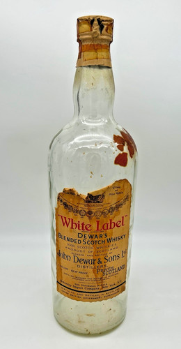 Vintage Whiskey Bottle 1 GAL  Dewars White label Spring Cap Early 1900s Rippled