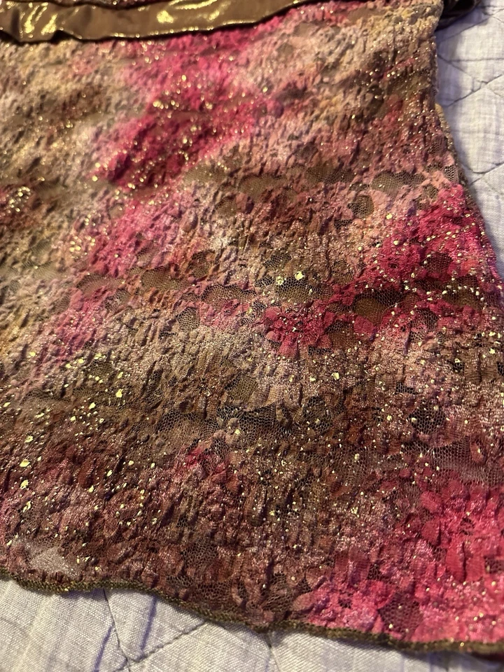 Vintage Vanity Tube Top Babydoll Textured Sequins Whimsigoth Y2K Fairy Crinkle M - Image 2 of 4