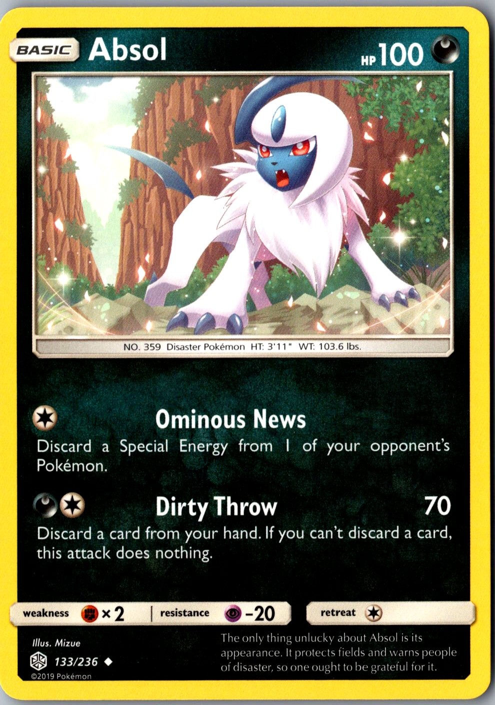 Absol 133/236 Uncommon Cosmic Eclipse Lightly Played Pokemon Card TCG Single