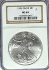 1996 $1 American Silver Eagle 1oz Fine NGC MS69  .999