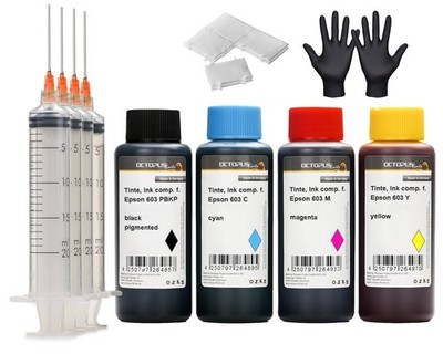 Druckertinten Set für Epson 603, XP-2100, 3100, 4100, WF-2800 4x100ml