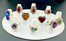 VARIETY STERLING SILVER 925 MULTI-GEMSTONE STATEMENT ARTISAN RINGS