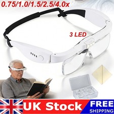 Rechargeable Headband Magnifier Magnifying Glass with LED Light Hand Free 5 Lens