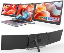 Portable Monitor 14 FHD 1080P Triple Screen USB C S10Pro Black Laptop Plug
