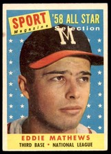 1958 Topps #480 Eddie Mathews Excellent+ Braves AS                 ID:211495