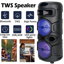 Portable Bluetooth Speaker Heavy Bass Stereo Sound System Party w/ LED Lights