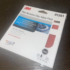 3M ( 01251 )  Red  Abrasive Stikit Sandpaper 6" DISCS P400 Grit / 25 discs