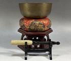 Japanese Vtg Buddhist Temple Altar Sm Brass Rin Orin Singing Bowl Bell Set Japan