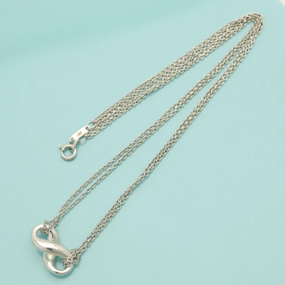 Tiffany & Co. Infinito Doble Cadena Collar Colgante 16.1" Plata de Ley 925 Foto 3 de 4