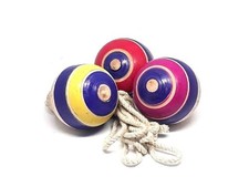 3Pcs Wooden Spinning Tops lattoo bambaram buguri bongaram with String Multicolor