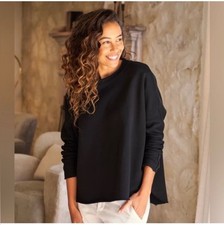 Frank Eileen Anna Long-Sleeve Capelet Triple Fleece Black Size Small