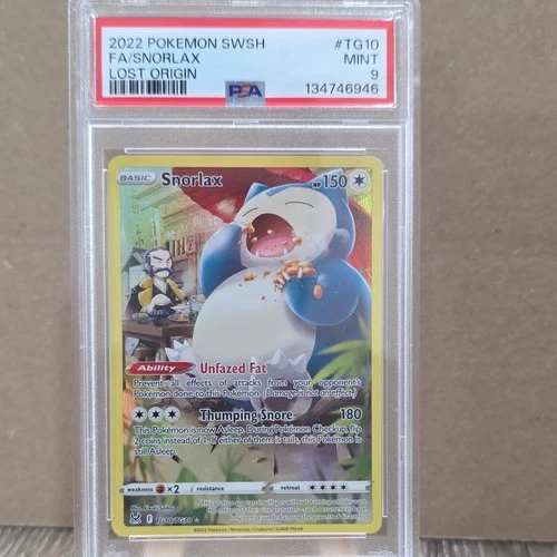 Pokémon Snorlax TG10/TG30 Lost Origin Trainer Gallery Holo PSA 9