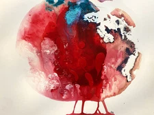 Abstract Mixed Media Ink Watercolor Painting on 11 X 15” Paper Contemporary