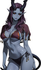 Demon Girl in Bikini Vinyl Car Decal Sticker 7" Weatherproof