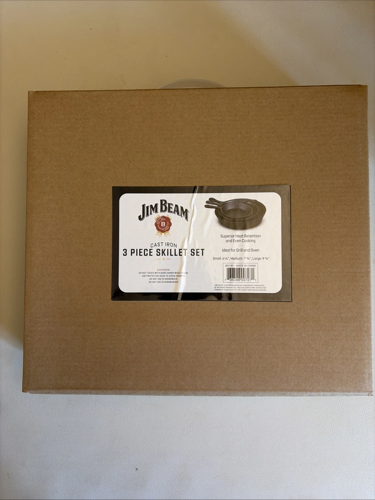 Jim Beam 3 Piece Black Cast Iron Skillet Set Pre-Seasoned JB0195 6"/8"10" NEW!