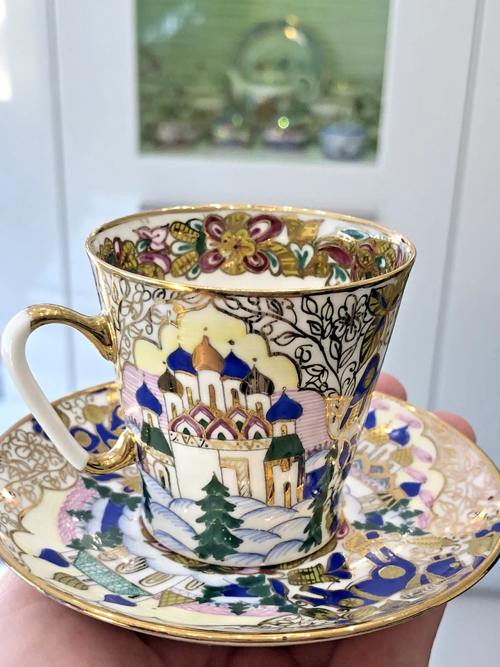 Lomonosov Knochen  Porzellan Espresso Tasse „Russia“A.Worobjewskij, RAR - Bild 1 von 4
