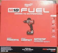 Milwaukee M18 FUEL 1/2" Hammer Drill/Driver Cordless Brushless 18V Kit 2904-22
