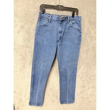 Wrangler 13MWZ Blue Denim Jeans Mens 35x34 Straight Leg Made in USA Cotton