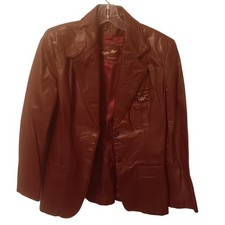 EUC Etienne Aigner Size 12 Ox Blood/Burgundy Leather Blazer/Jacket VINTAGE!
