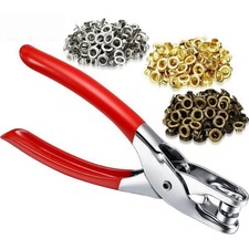 300pc 1/4 inch Grommet Eyelet Hole Punch Plier Tool Kit with Gold Silver Bronze