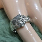 Vintage Sterling Silver Spoon Wrap Ring Rose Design 8.57 Grams Size 9