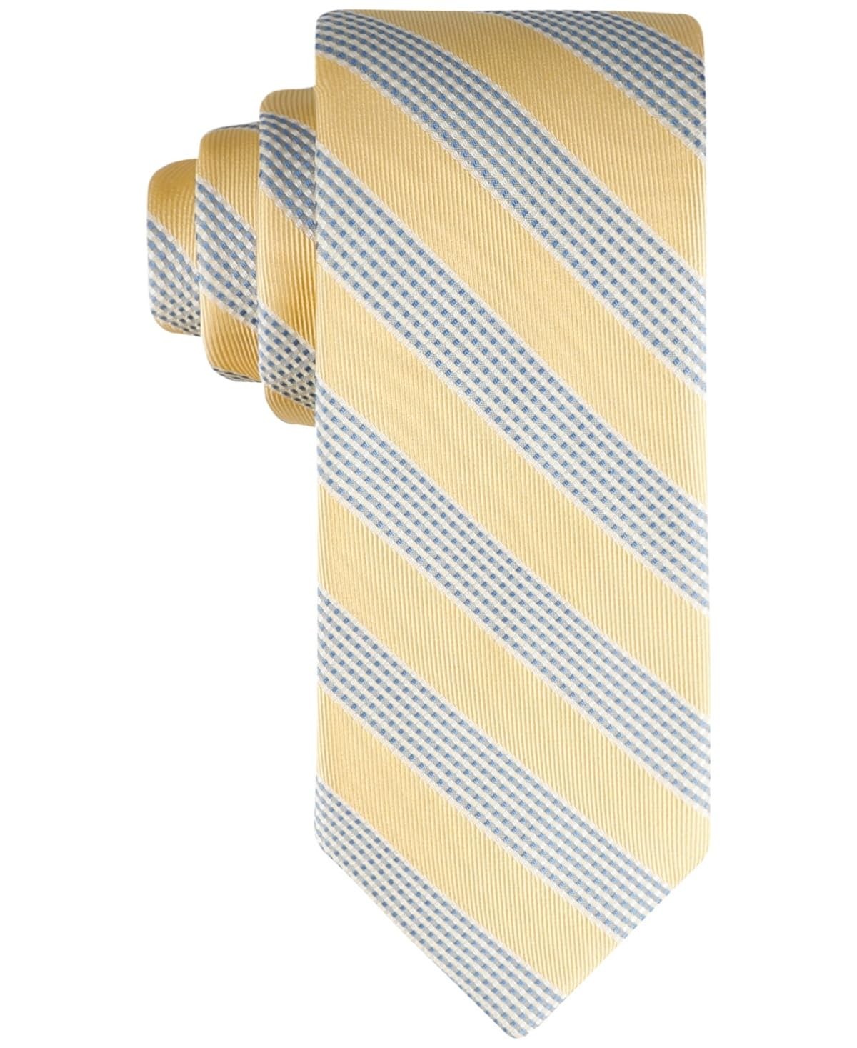 Tommy Hilfiger Men Regular fit Tie Necktie YellowBLUE Terrance Stripe 7390₽