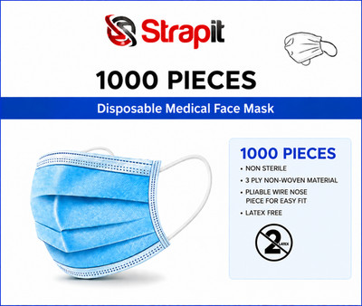 Strapit Disposable Medical Face Mask Level 1 (Pack of 1000)